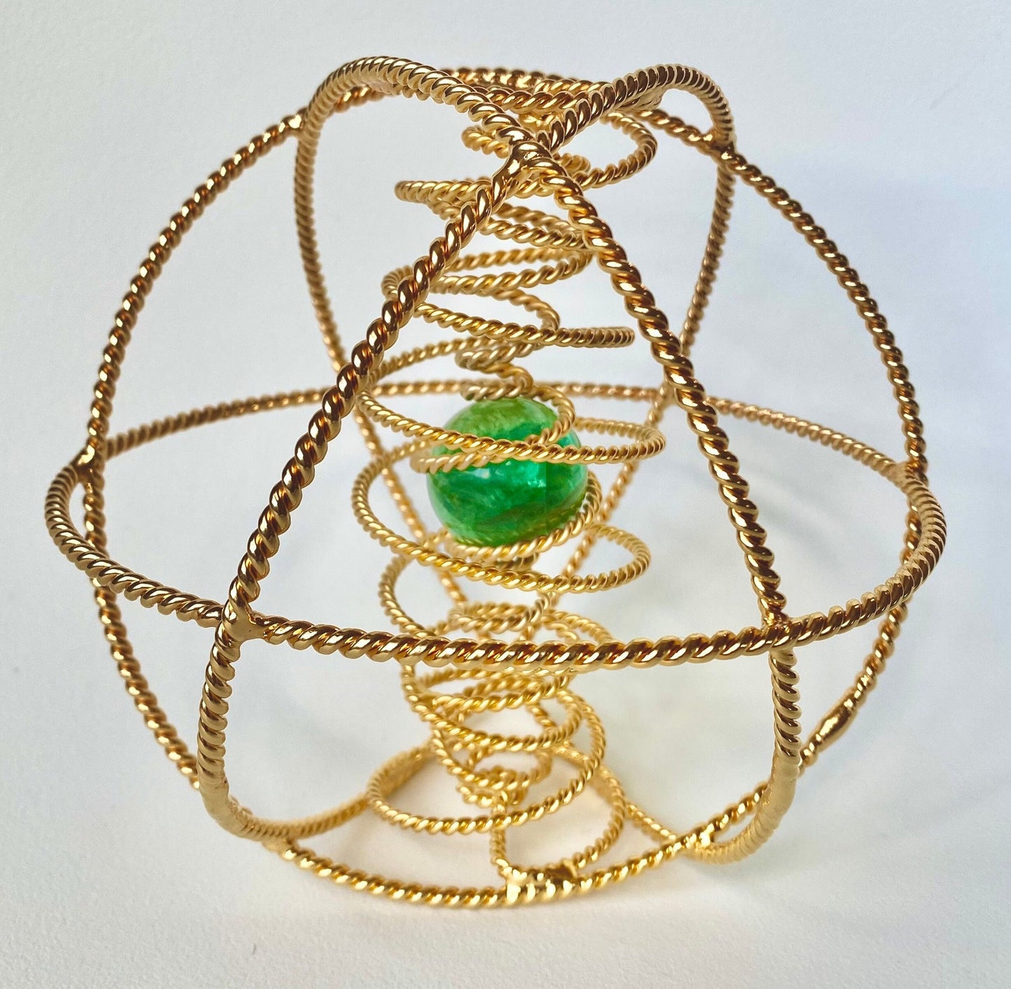 OmniCore Wave Field Technology - 9” diameter 18k Gold Plated Copper w/ Green Fluorite